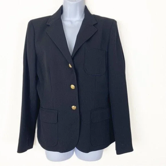 LRL LAUREN RALPH LAUREN Wool Sweater Knit Blazer Jacket Size 10 Military Career - Picture 2 of 7